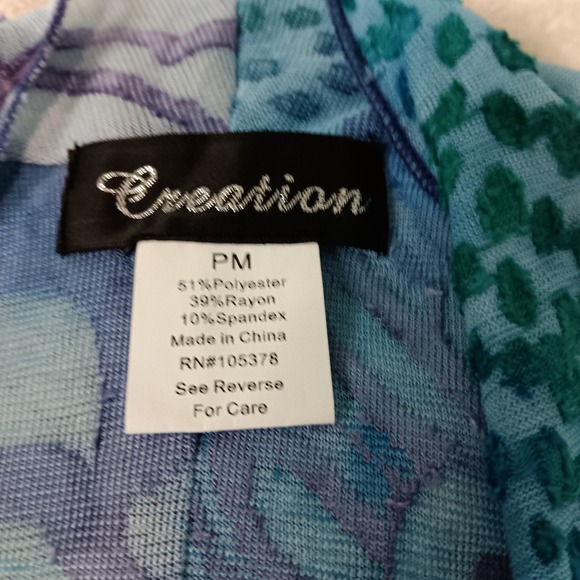 Creation Womens Open Front Blue  Waterfall Kimono Cardigan Beach Coastal Size PM - Picture 7 of 9